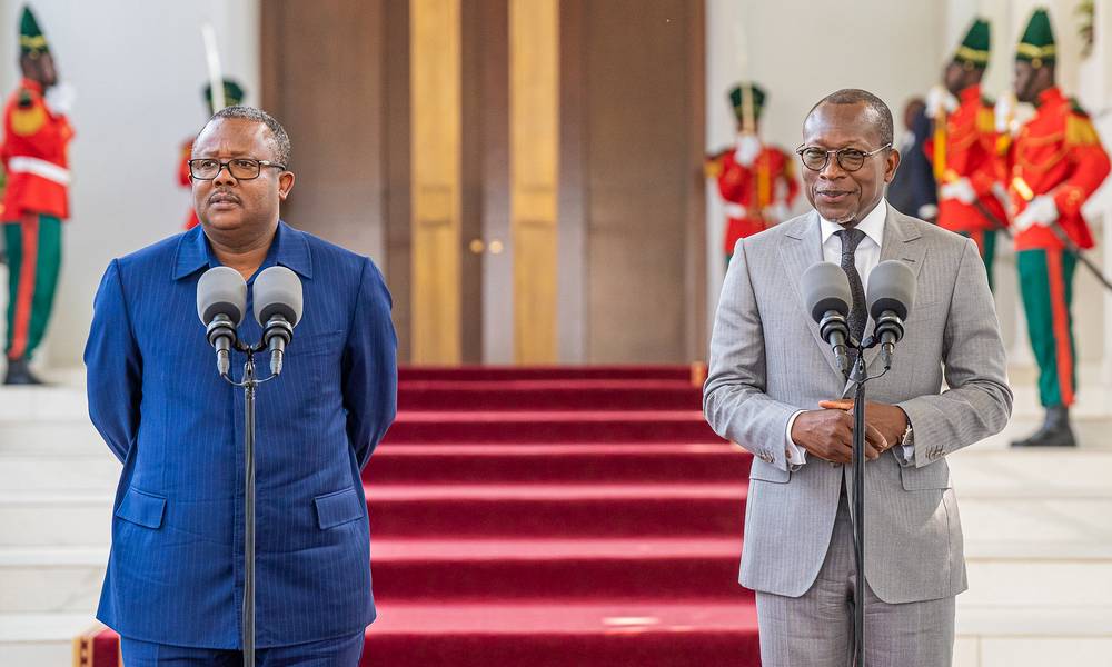 Photo: Umaro Sissoco Embalo, président en exercice de la CEDEAO et Patrice Talon président de la République du Bénin.