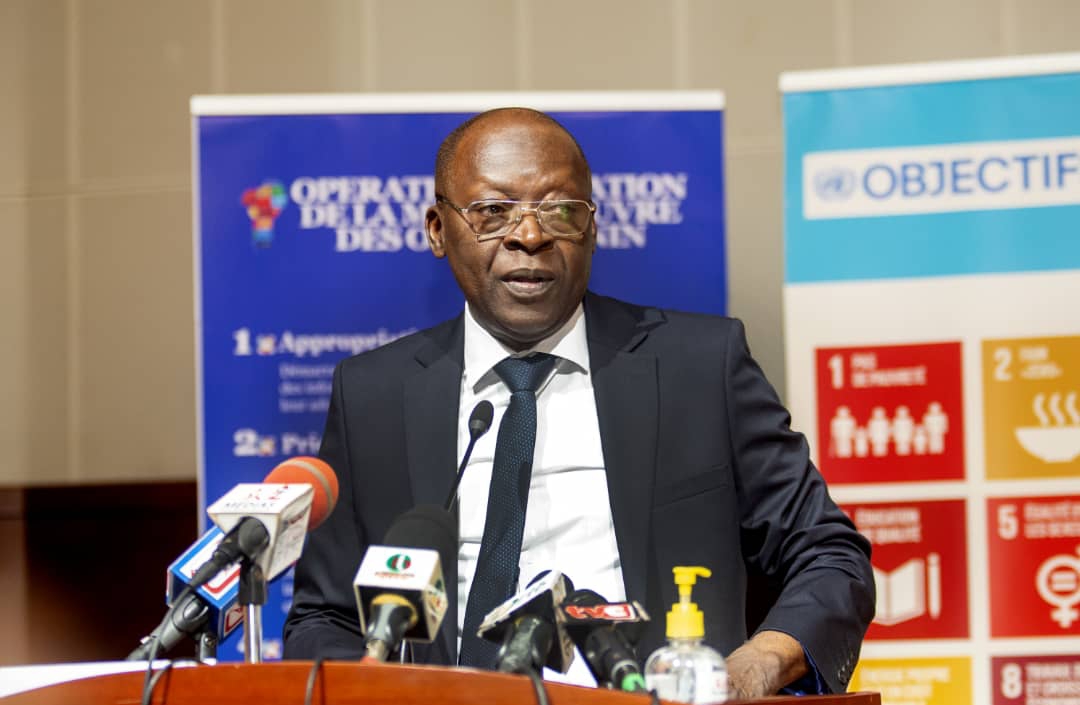 Photo: Abdoulaye Bio Tchané, ministre du développement et de la coordination de l’action gouvernementale, au lancement officiel du 1er forum national des ODD au Bénin