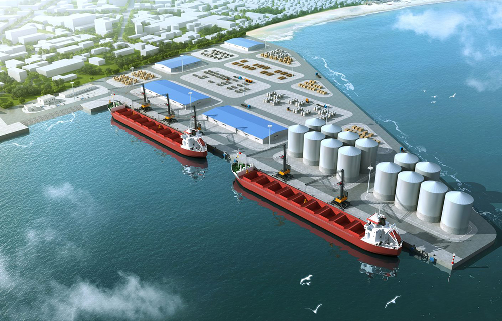 Maquette construction d’un nouveau terminal vraquier de 20ha au sein du Port de Cotonou