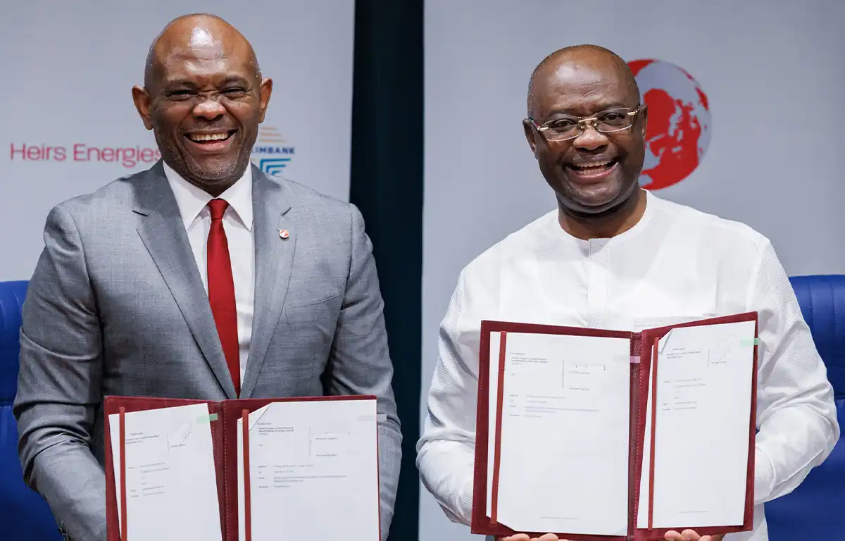 George Elombi, président et directeur du conseil d’administration d’Afreximbank et Tony O. Elumelu, président du conseil d’administration de Heirs Energies Limited
