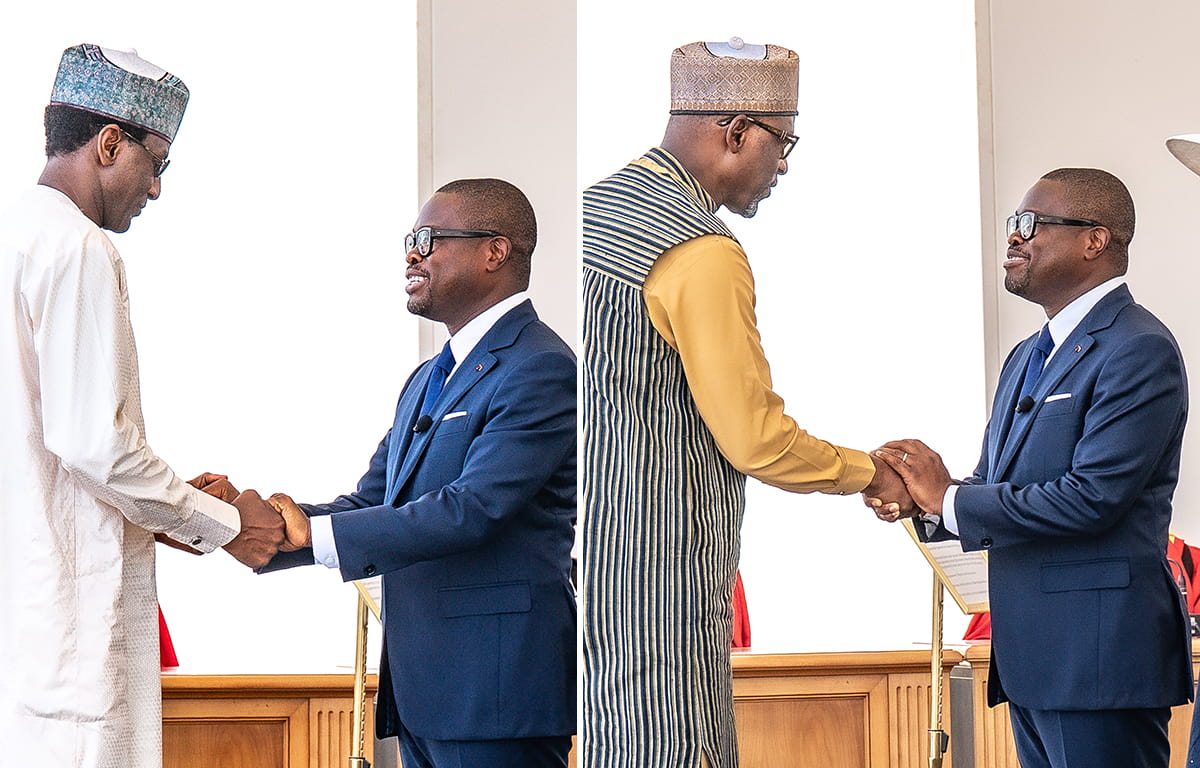 Ali Mahaman Lamine Zeine, Premier ministre du Niger, et Abdoulaye Diop, ministre des Affaires étrangères et de la Coopération internationale du Mali, ont pris part à la cérémonie d'investiture de Romuald Wadagni le 24 mai 2026.